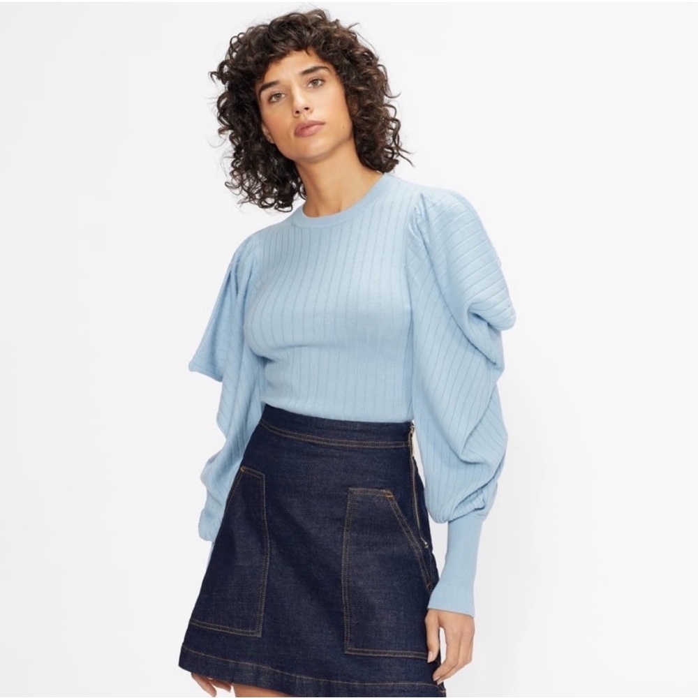 TED BAKER Extreme Sleeve Knit Sweater in Bubless Baby Blue Cashmere Blend